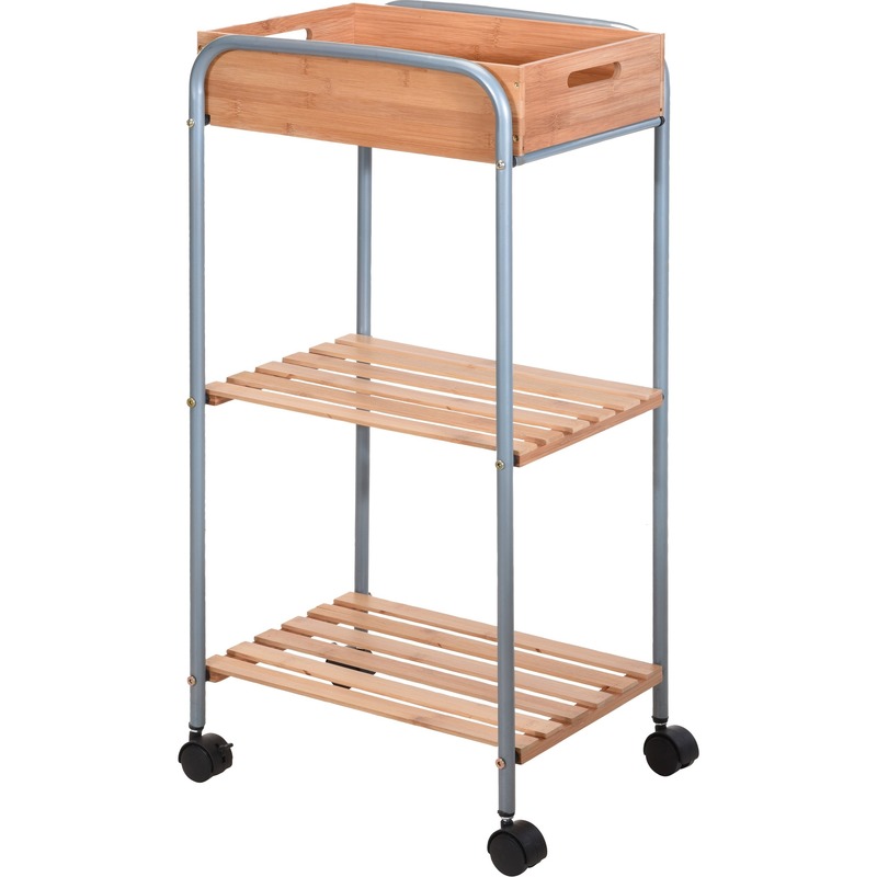 Bamboe houten badkamer kastje trolley 81 cm